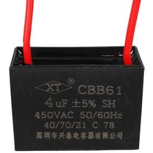 OEM 4uf 450VAC Siyah 10CM Kablolu Kare Tip Kutupsuz Kondansatör