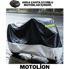 MotoLion Rmg Moto Gusto Rikko Arka Çanta Uyumlu (Gri-Siyah) Parç. Reflektörlü Motosiklet Brandası,örtüsü