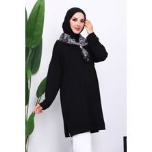 İmaj Butik Siyah Bisiklet Yaka Modal Tunik