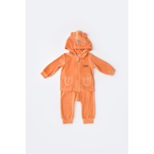 Baby Cosy Babycosy Bebek Kadife Fermuarlı Takım  3-24 Ay Kiremit