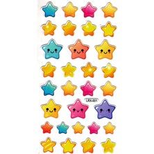 Limmy Sticker Kabartmalı Stiker Çıkartma Etiket (LRX001)-18X9 Cm- Sevimli Tatlı Yıldızlar