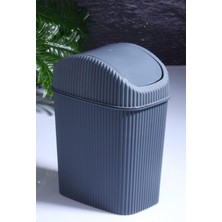 Kitchen Mini Pratik Kapaklı Banyo ve Mutfak Tezgah Üstü Çöp Kovası Ev Ofis Çöp Kutusu 2,5 Lt Antrasit 18 x 23