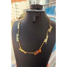 Özgür Takı 925 Ayar Gümüş 24 Ayar Altın Kaplama 6 Isimli Kolye