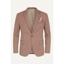 Plus Scorpion Vizon Erkek Blazer Ceket – Esnek Comfort Kumaş, Italyan Kesim, Tek Düğmeli Slim Fit Şık Model