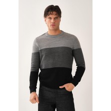 Bloklu Fitilli Triko Kazak