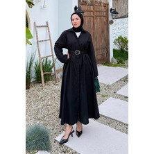 Lamelif Kemerli Elbise Siyah