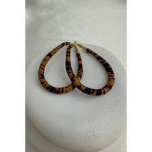 Modex Leopar Desenli Oval Şık Küpe (6cm)