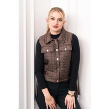 MissVina Grogren Yan Kemerli Kapitone Klasik Yelek 9139