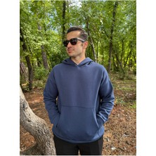 Erkek 3 Iplik Basic Oversize Kanguru Cepli Kapüşonlu Sweatshirt