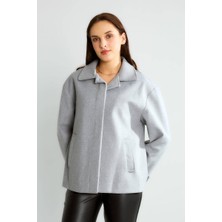 Robin D99752 Düğme Detaylı Kadın Kısa Kaşe Kaban