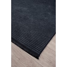 Saklı Home Antrasit Şönil Kilim Salon Oturma Çocuk Odası Hasır Yıkanabilir Yolluk Kaymaz Taban Halı Siyah