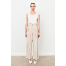 Accort Kalın Pileli Bol Paça Pantolon-Taş