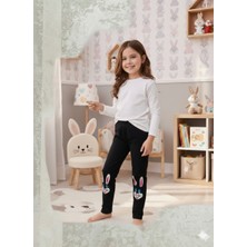 Isobel Ideal Sepet Tavşan Nakışlı %100 Pamuk  Kız Çocuk Tayt