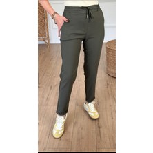 Double TT Kadın Full Likralı Beli Bağçıklı Süper Rahat Duble Paça Bilek Boy Üst Düzey Pantolon