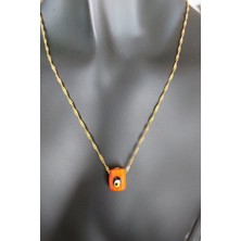 Özgür Takı 925 Ayar Gümüş 24 Ayar Altın Kaplama Nazar Boncuklu Singapur Zincir