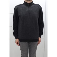 Santa Fistan Store Erkek Düz Spor Kesim Normal Kalıp Hakim Yaka ve Yakası Fermuarlı Kışlık Selanik Kumaşlı Kazak