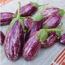 Tohumcumm 50 Adet Tohum Nadir Organik Çizgili Uzun Kemer Patlıcan Tohumu Hobi Bahçe Hediye Tohumlu