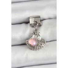 Claris 316L Çelik Sallantılı İnci Detaylı İstiridye Model Gümüş Renk Nomination Charm