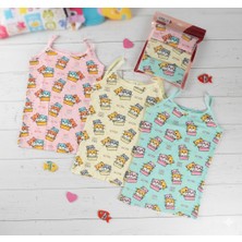 Elmas Kids Ideal Sepet-Karışık Desen 3lü Kız Çocuk Atlet Set