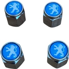 Peugeot Klasik Logo Metal Mavi Renk 4 Adet Sibop Kapak