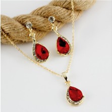 Fantastik Store Damla Figürlü Taşlı Set Kolye