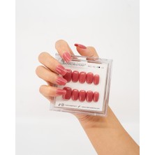 Takma Takma 10'lu Pembe  Kısa Kare  TT1341 Tekrar Kullanılabilir El Yapımı Protez Takma Tırnak - Pembe-M