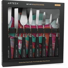 Misda Store Palet Bıçakları 8'li Paket, Boyutlar No. 1, 25, 7, 15, 39, 23, 17, 21, Dayanıklı Paslanmaz Çelik Bıçak ve Kırılmaya Dayanıklı Ahşap Sap, Yağlı Boya ve Akrilik Boyama Için Sanat Malzemeleri