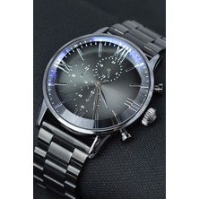 Leerybee Siyah Renk Çelik Kordon Erkek Kol Saati Hediye Doğum Günü Arkadaşa Sevgili Babaya Saat