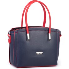 Nas Bag Kadın Mini El ve Çapraz Çanta Lacivert  Kırmızı