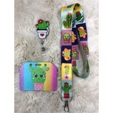 Hediyebum Kaktüs Boyun Askısı Yoyo ve Yan Kartlık Set