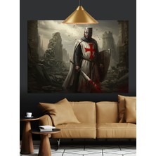 Artmeg Kılıç Şövalyesi Savaş Zırhı Dekoratif Kanvas - Mdf Ahşap Tablo