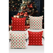 Bertille Home Yılbaşı Serisi Çift Tarafı Dijital Baskılı  4'lü Kırlent Kılıfı Seti (Christmas Noel Cushion Cover)