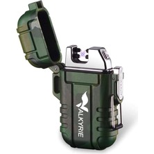 Su Geçirmez Şarjlı USB Çakmak Çift Ark Gazsız Plazma Elektrikli Alevsiz Çakmak Yeşil