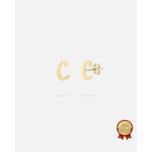 14 Ayar Altın Harfli Küpe