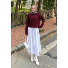Lamelif Örgülü Kazak Bordo