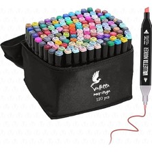 Moringa 120'LI Çift Taraflı Art Marker Keçeli Kalem Seti Çantalı