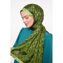 Lêvi D'or Fıstık Yeşili Dama Desen Monogram Şal