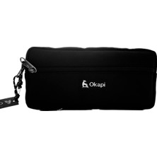 Generic Okapi Geniş Bez Düz Siyah Çift Gözlü Fermuarlı Kalem Kutusu Kalemlik 23 * 11 * 5 cm