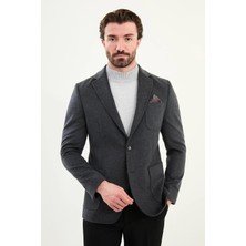 Mcr Düz Slim Fit Torba Cepli Mendil Detaylı Yün Erkek Ceket 44316