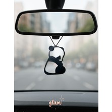 Glam Dekorasyon Araba Dikiz Aynası Süsü Baby Panda Minimal Araç Içi Dekor Pla Materyal Oto Aksesuar
