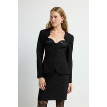 adL Kalp Yaka Blazer Ceket Siyah 11944617002