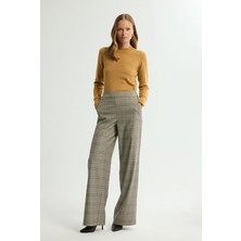 Love My Body Pileli Geniş Paça Pantolon Bej 153L9687000