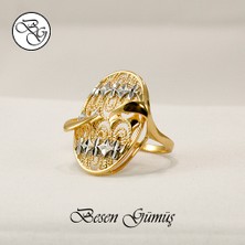 Besen Gümüş Oval Sarı Taşsız Arpaş Kadın Gümüş Yüzük