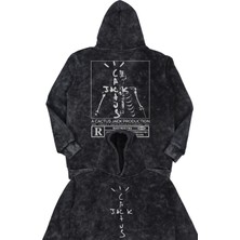 Fuddy Moda Unisex Jack Cactus Sırt Baskılı Kapüşonlu Yıkamalı Sweatshirt, Oversize Travis Scott Retro Hoodie