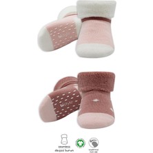 Bistyle Puanlı Kaymaz Havlu Soket Çorap 2li BS10502 Pudra Pembe
