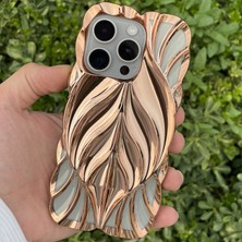 CepStok iPhone 14 Pro Kılıf Yaprak Desenli Parlak Darbe Önleyici Silikon Kapak