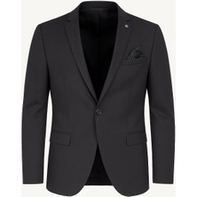Plus Scorpion  Erkek Siyah Blazer Ceket – Italyan Kesim, Tek Düğmeli, Tek Yırtmaçlı Şık Klasik Model