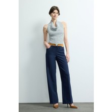 Adl Geniş Paça Cepli Pantolon Lacivert 153M2226000