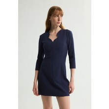Love My Body V Yaka 3/4 Kollu Elbise Lacivert 124L9733000