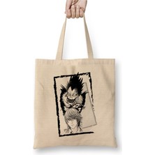 Toyaso Kira And Ryuk Death Note Beyaz Bez Çanta Uzun Saplı Alışveriş Çantası Plaj Çantası